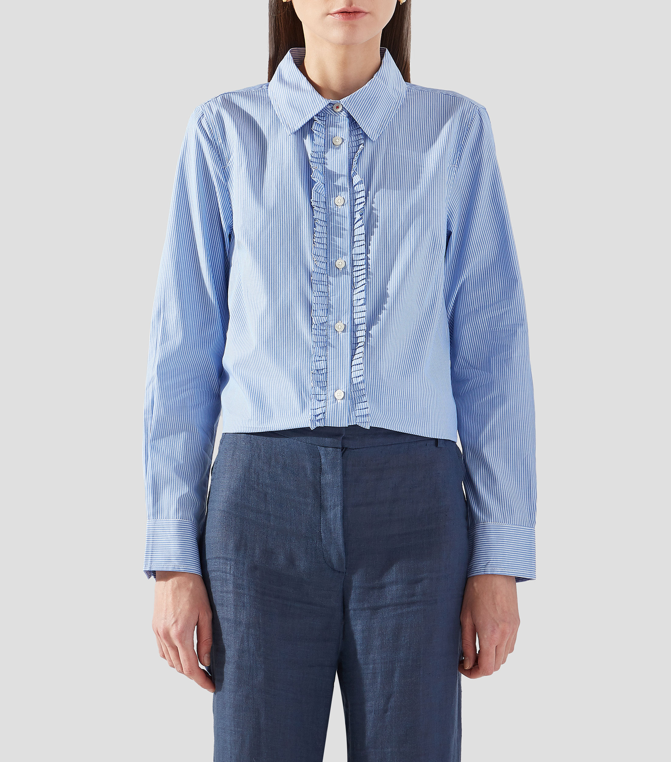 Camisa con rayas manga larga Mujer